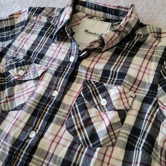 Roots Flannel Plaid Button Down Shirt Women's Size S - Picture 3 of 11